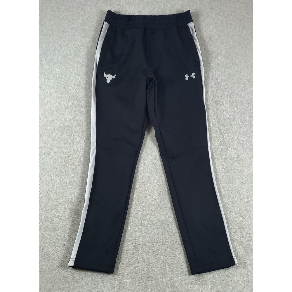 Under Armour Project Rock Pants Mens Medium Black Track Side Stripe 1347262